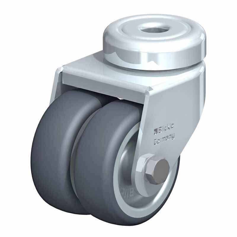 MŰSZERGÖRGŐ DUPLA BEÁLLÓ D50 HÁTFURATOS SIKLÓCSAPÁGYAS BLICKLE LMDA-TPA 50G VILLÁS KEREKEK