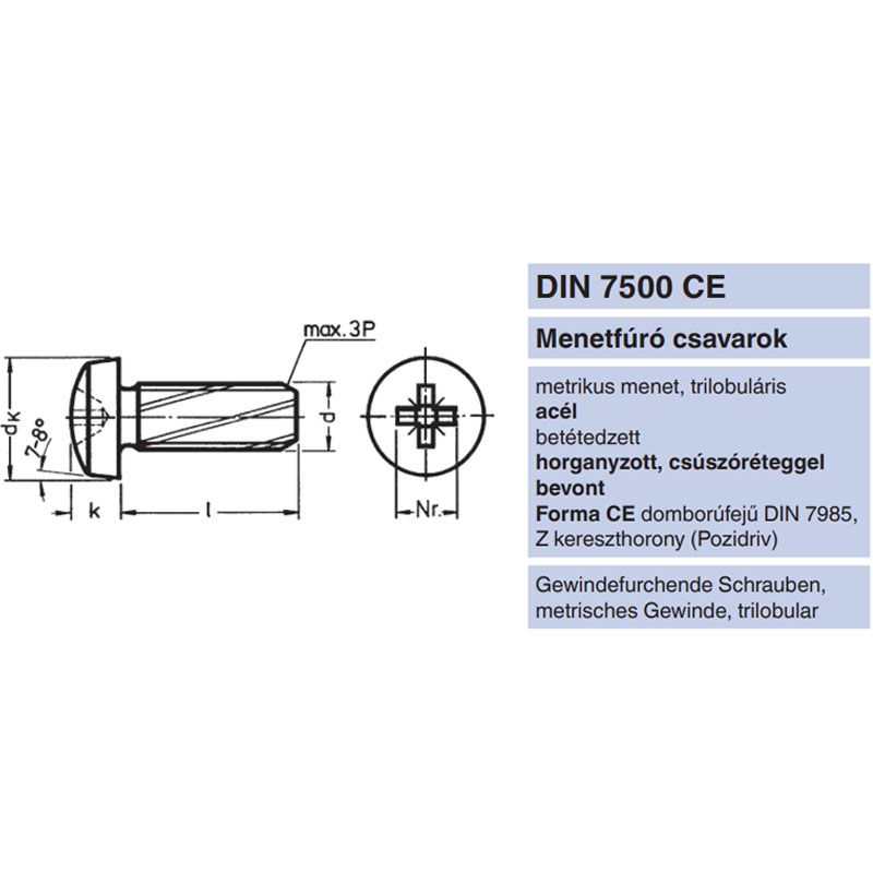 MENETNYOMÓ CSAVAR DFKH M05*20 DIN 7500C HG. IMPORT