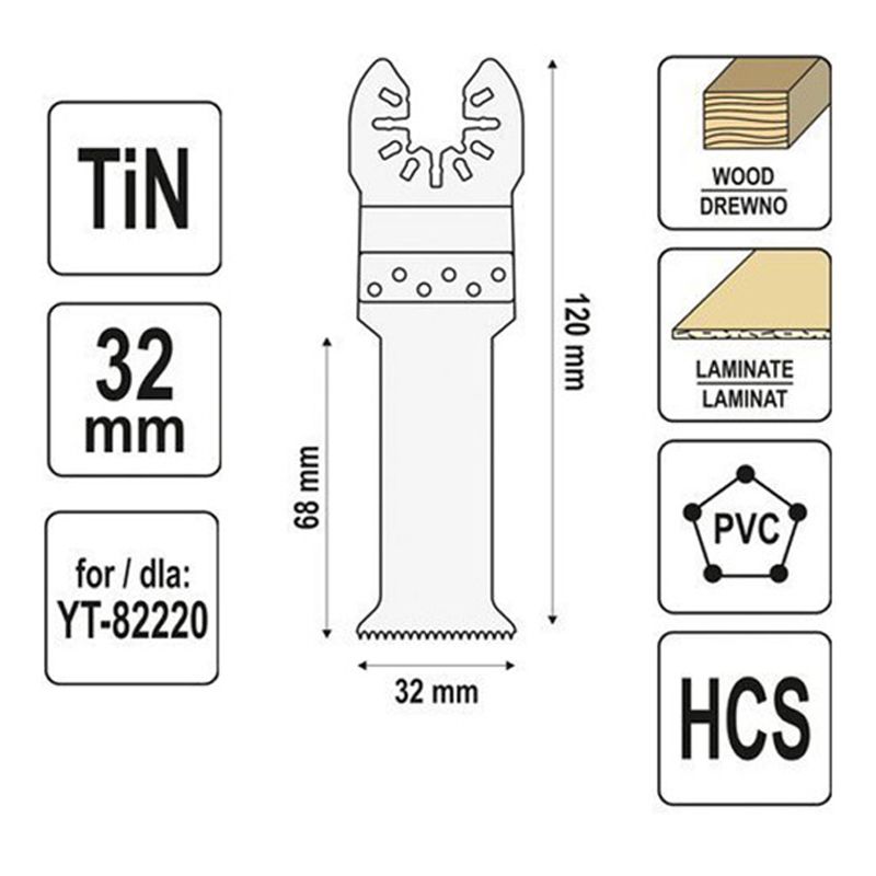 YATO 34710 MERÜLŐFŰRÉSZ MULTIGÉPHEZ 32MM TIN  TARTOZÉKOK