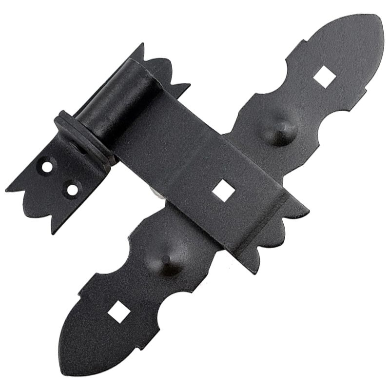 KÖZÉPPÁNT KAPUHOZ DÍSZES FEKETE FA AJTÓHOZ 260x150mm KAPRYS-MET 3179 KAPUVASALAT