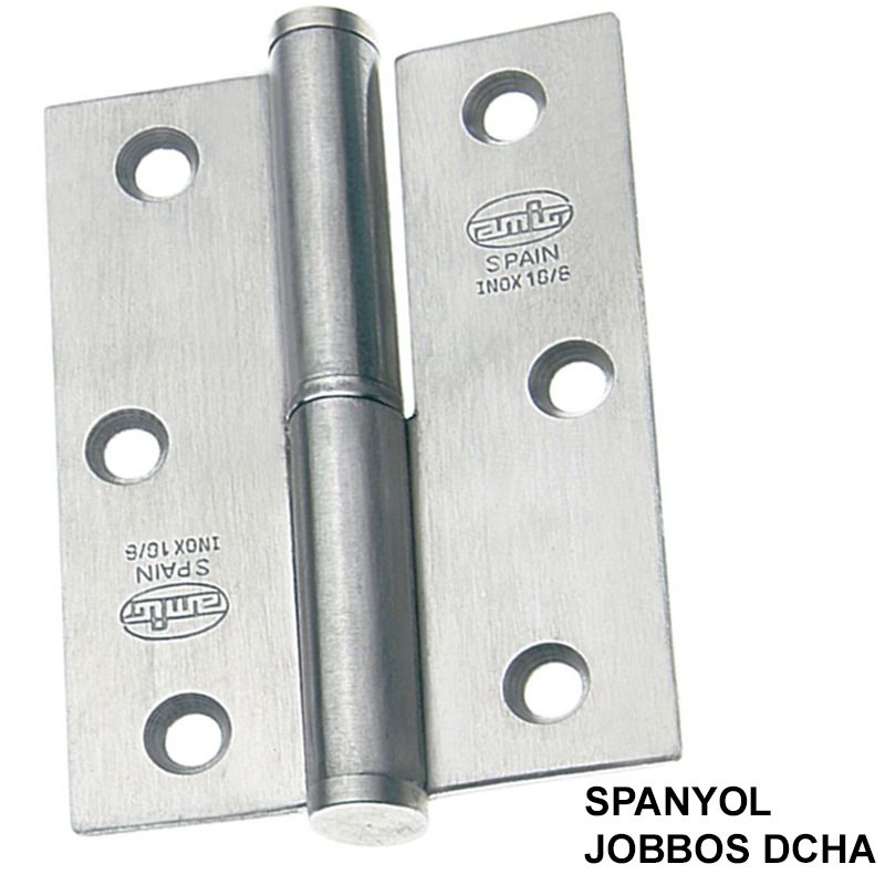 AMIG 424/4664 - MHA 477 AJTÓPÁNT SZÖGLETES 90*65*2,5mm INOX JOBB/DCHA  AJTÓVASALAT