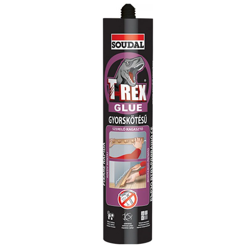 RAGASZTÓ ÉPÍTÉSI 380ml T-REX - LILA GYORSKÖTÉS SOUDAL 125932 RAGASZTÁSTECHNIKA