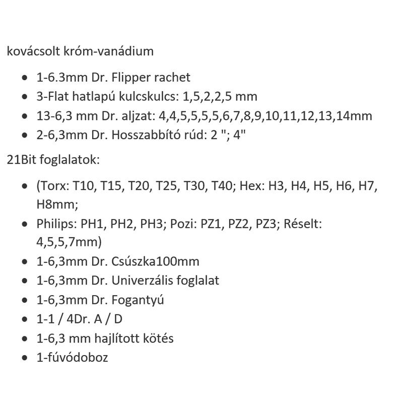 DUGÓKULCS KÉSZLET 46részes 1/4col HARDEN HD-510346 SZERSZÁM-KULCSOK