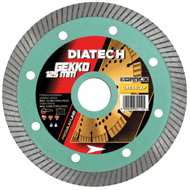 DIATECH GK125 VÁGÓKORONG TURBO D125*22,2 GEKKO GYÉMÁNTSZEMCSÉS  GYÉMÁNTSZEMCSÉS VÁGÓKORONG