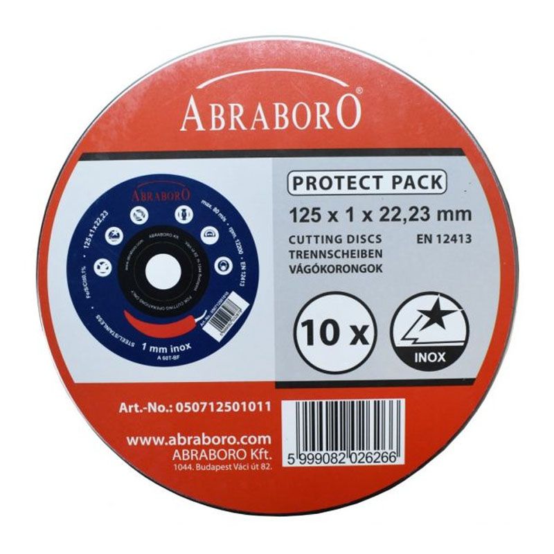 VÁGÓKORONG INOXHOZ D125*1.0Q 22LY.10DB/FÉMDOB. PROTECT PACK IMPORT VÁGÓKORONG INOXHOZ D125*1.0Q 22LY.10DB/FÉMDOB. PROTECT PACK IMPORT