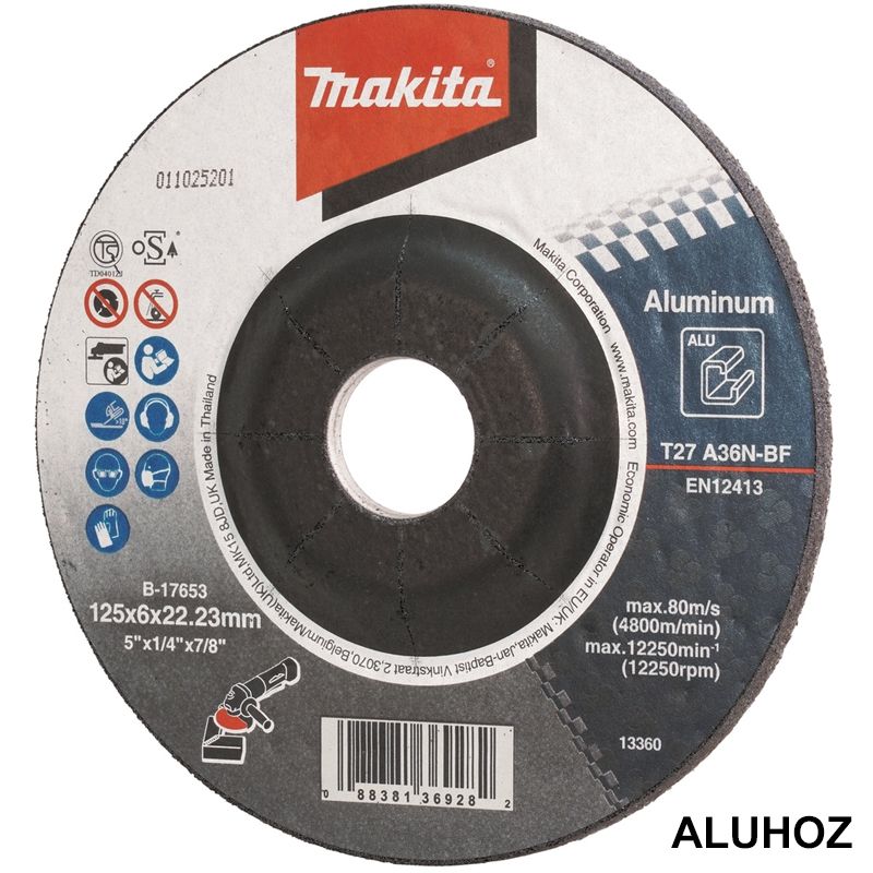 MAKITA B-17653 TISZTÍTÓKORONG ALUHOZ D125*6.0 22LYUK  VÁGÁS,CSISZOLÁS ÉS POLÍROZÁS