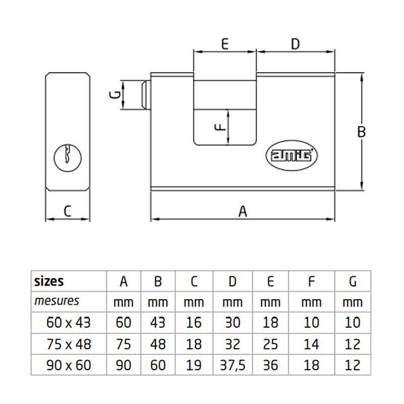 AMIG 200/3095 U-LAKAT (REDŐNYLAKAT) 60mm SÁRGARÉZ 2DB KULCCSAL  LAKAT-LAKATPÁNT-LÁNC