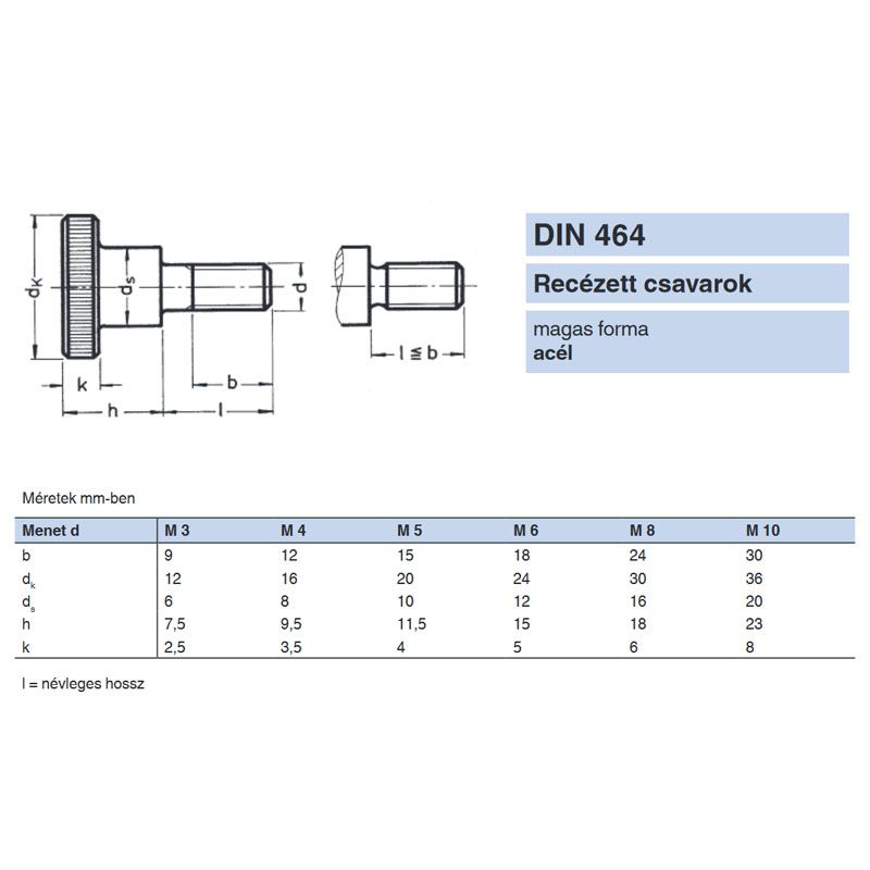 ROVÁTKOLT CSAVAR M4*10 DIN 464 HG. MAGASFEJŰ IMPORT SPECIÁLIS KÖTŐELEMEK