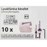 LYUKFŰRÉSZ KLT 10DB-OS HM No4 22-76mm+2DB ADAPTER+IMBUSZ IMPORT KÉSZLETEK