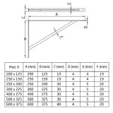 AMIG 9/9807 POLCTARTÓ KONZOL 250/200*30*4 FEKETE NEHÉZ ÁTLÓVAL TB:330KG 